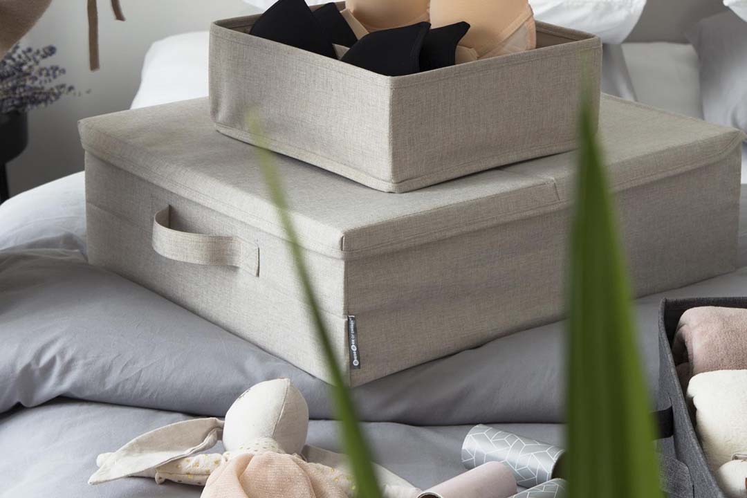 Beige Under Bed Fabric Storage Box