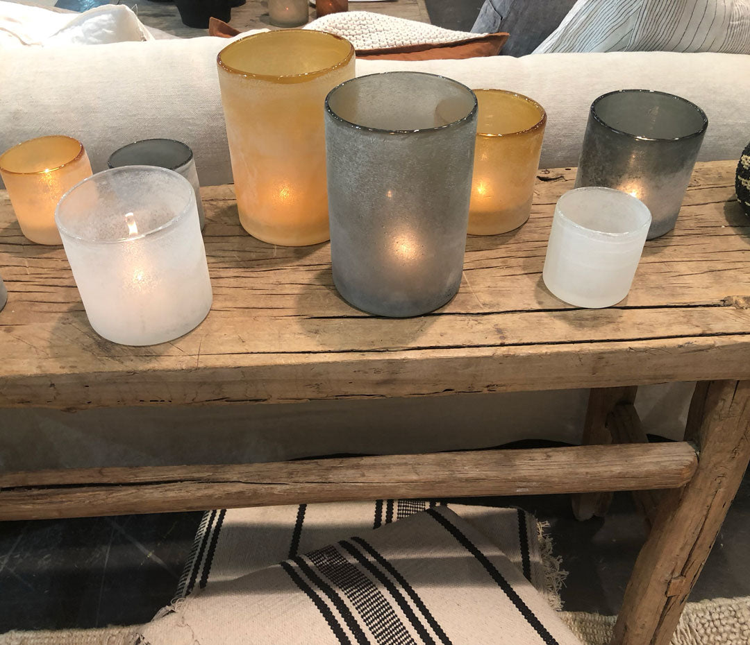 White Frosted Candle Holder