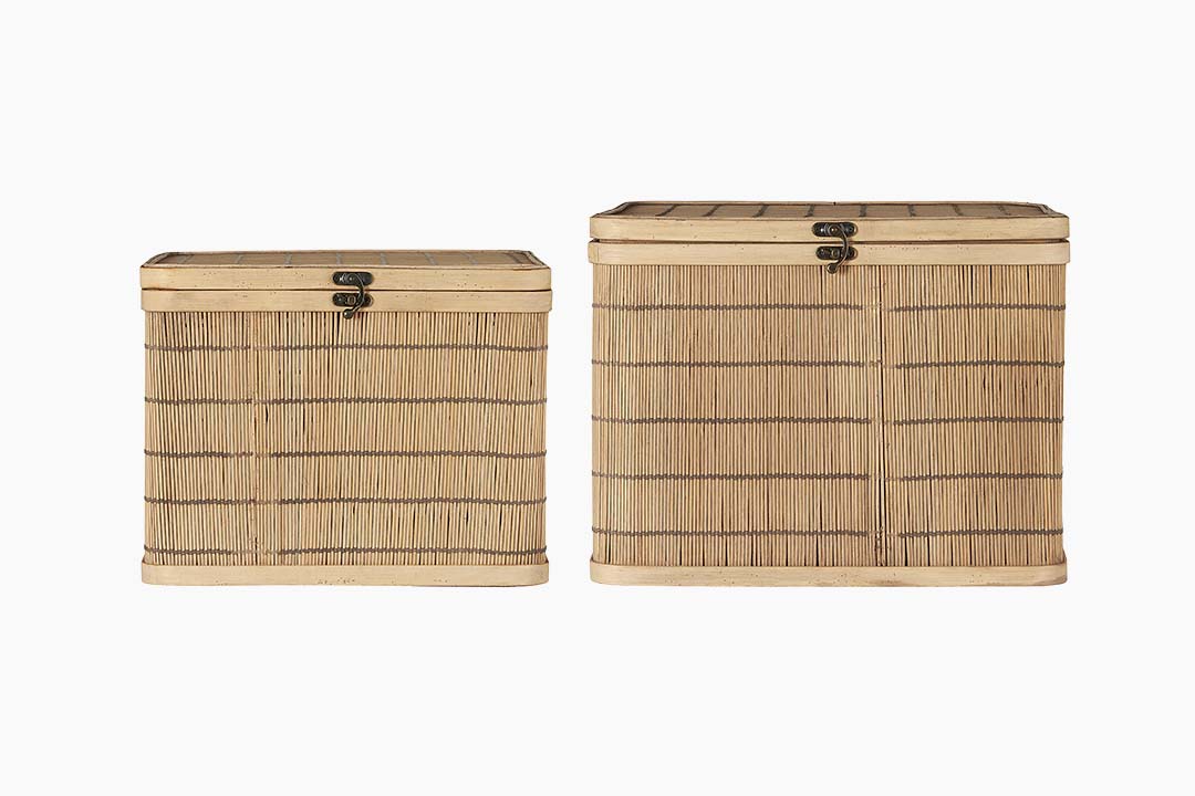 Set of 2 Large Bamboo Storage Boxes Media 1 of 2