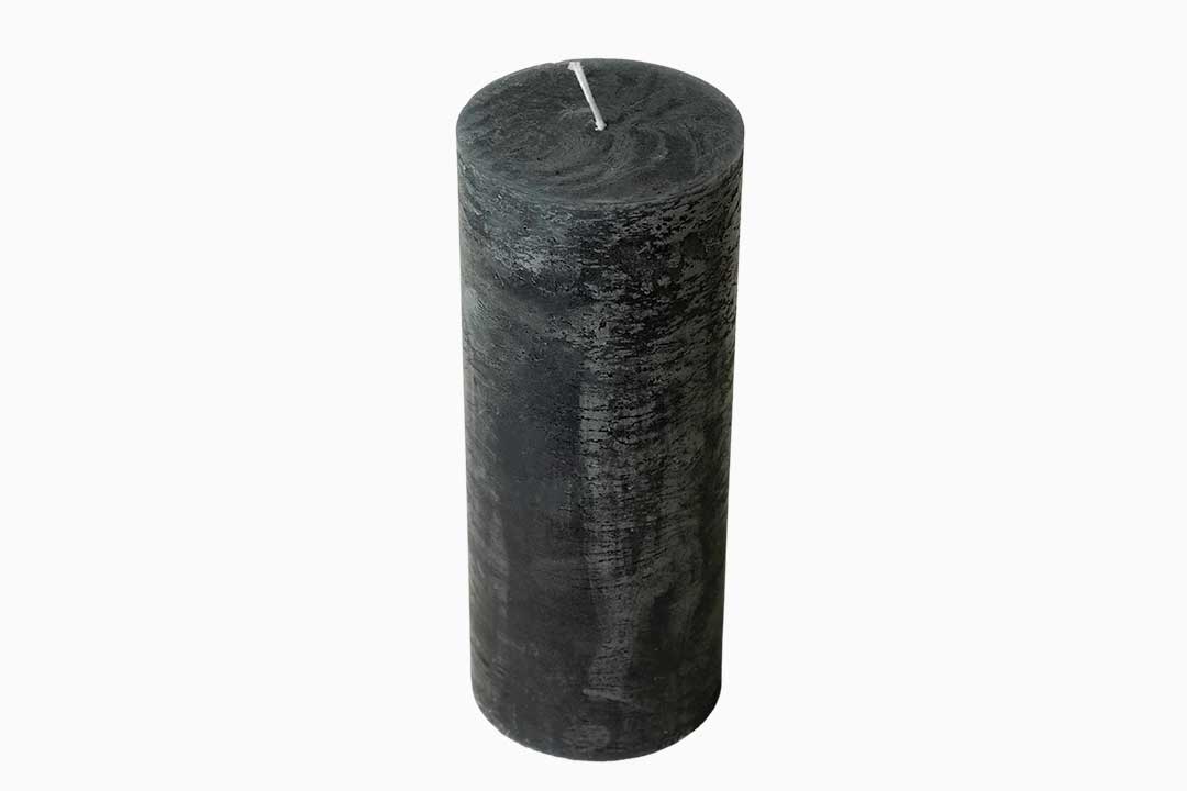 Dark Grey Rustic Anthracite Pillar Candle  Extra Large
