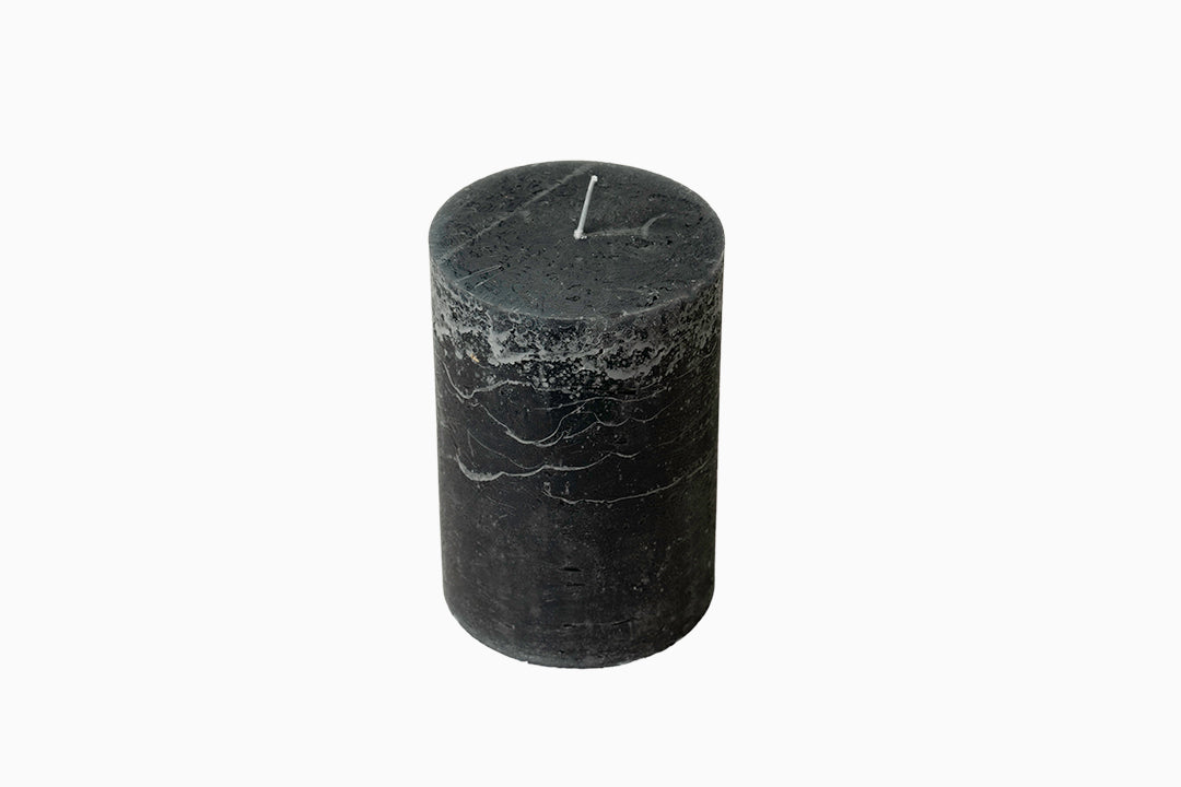 Dark Grey Rustic Anthracite Pillar Candle  Large Wide