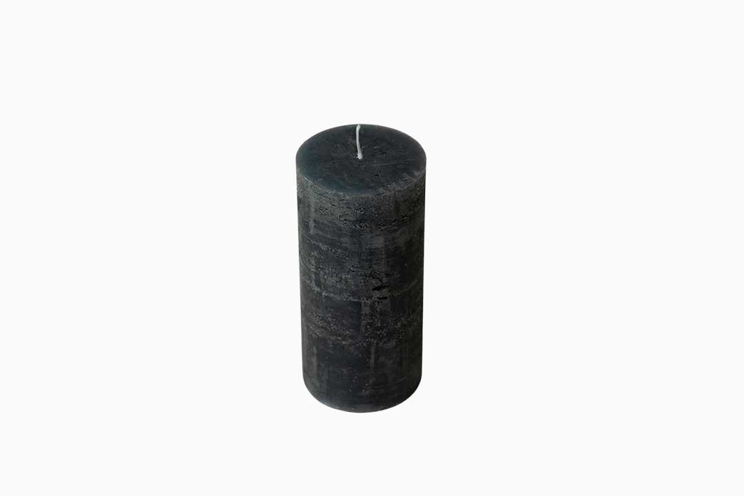Dark Grey Rustic Anthracite Pillar Candle  Small