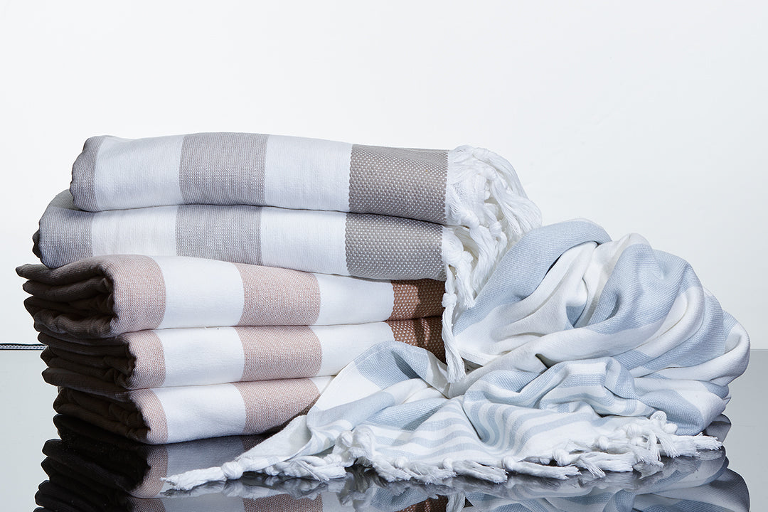mixed striped organic cotton towels