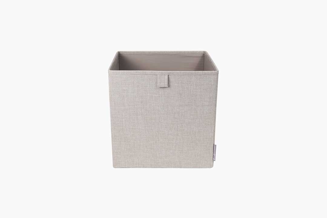 Beige fabric storage cube by Bigso