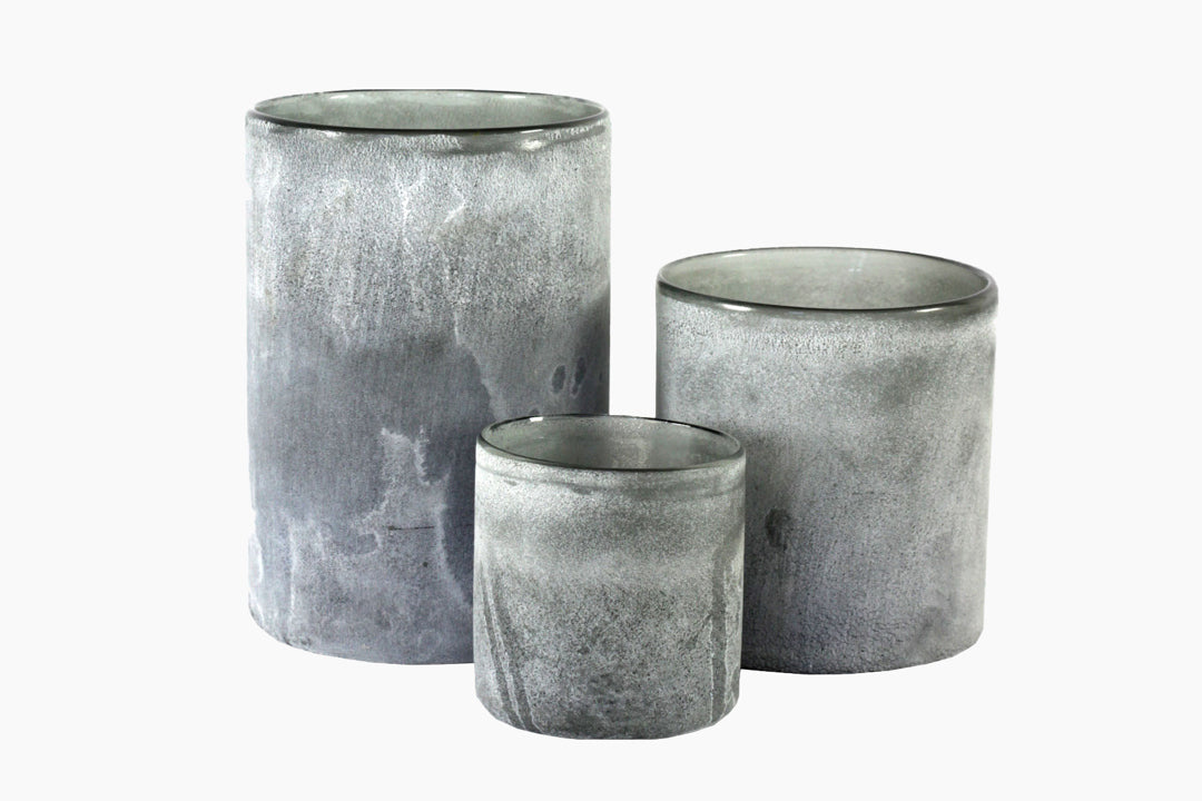 Grey Frosted Candle Holder