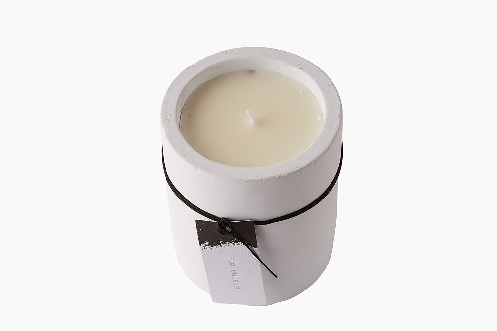 Candle in White Stone -  Conundrum by On Interiors