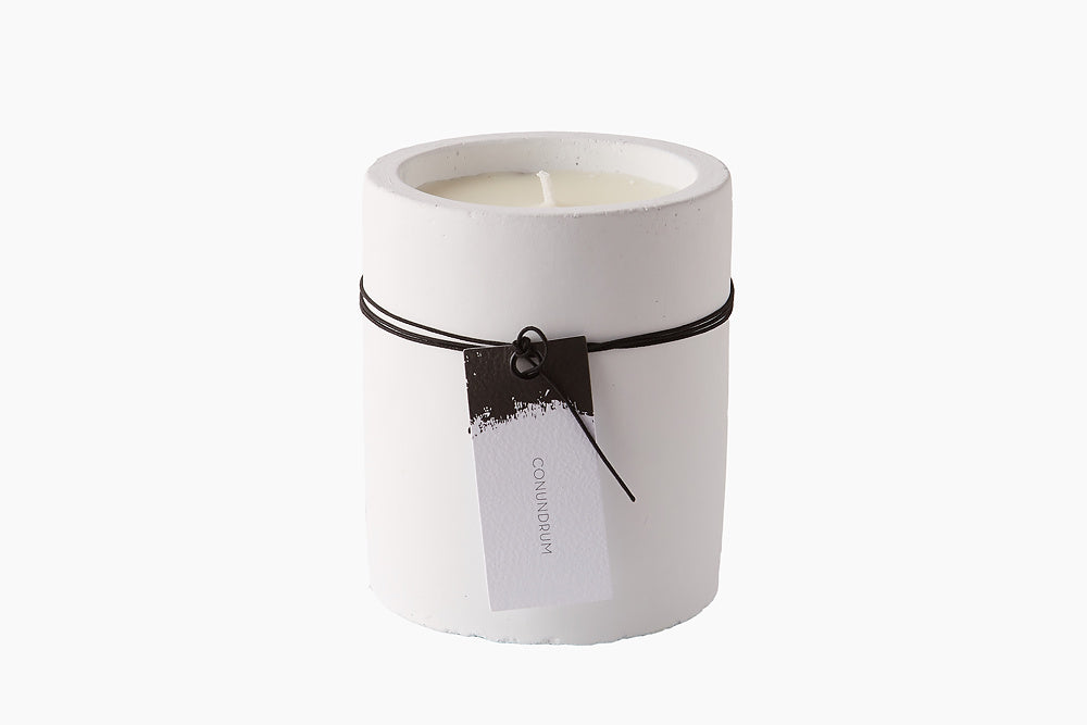 Candle in White Stone -  Conundrum by On Interiors