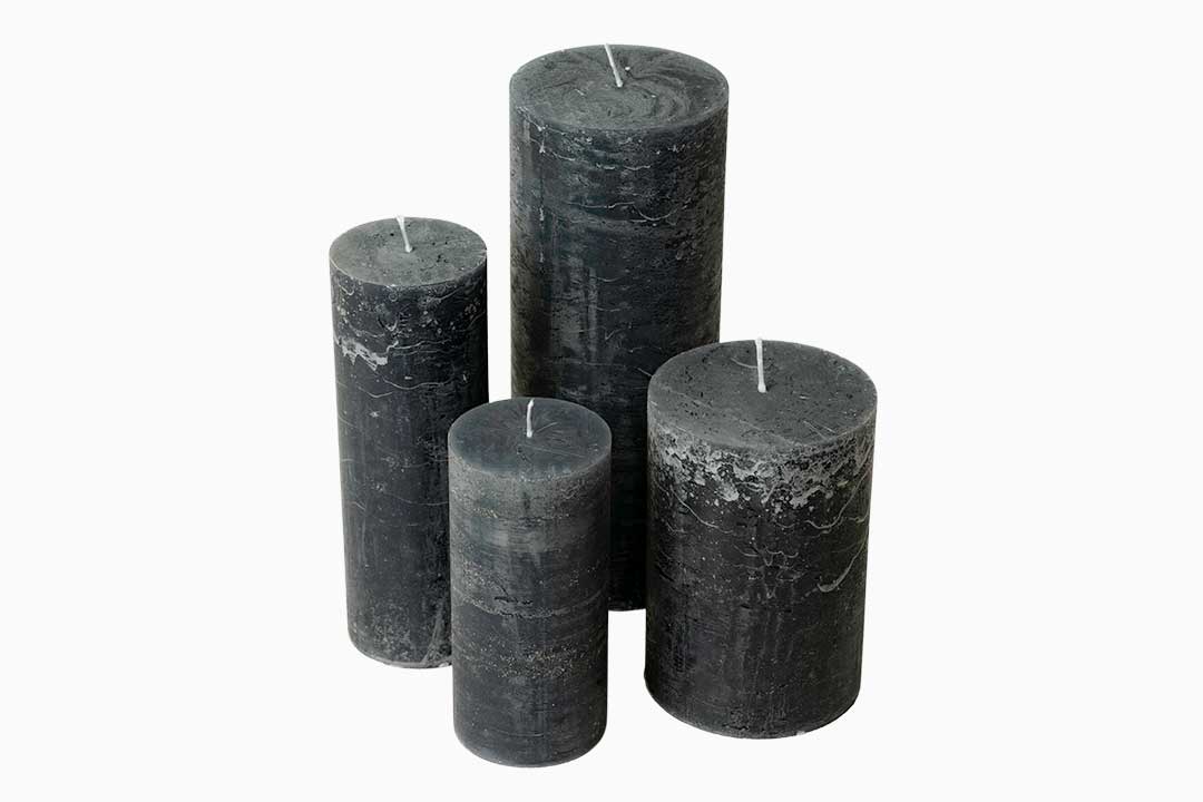Dark Grey Rustic Anthracite Pillar Candles  Edit alt text