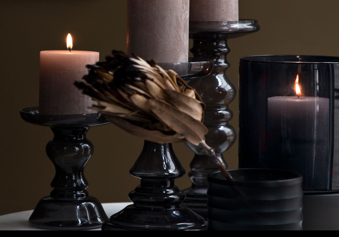 Black Glass Candle Holder - Mary by Cozy Living