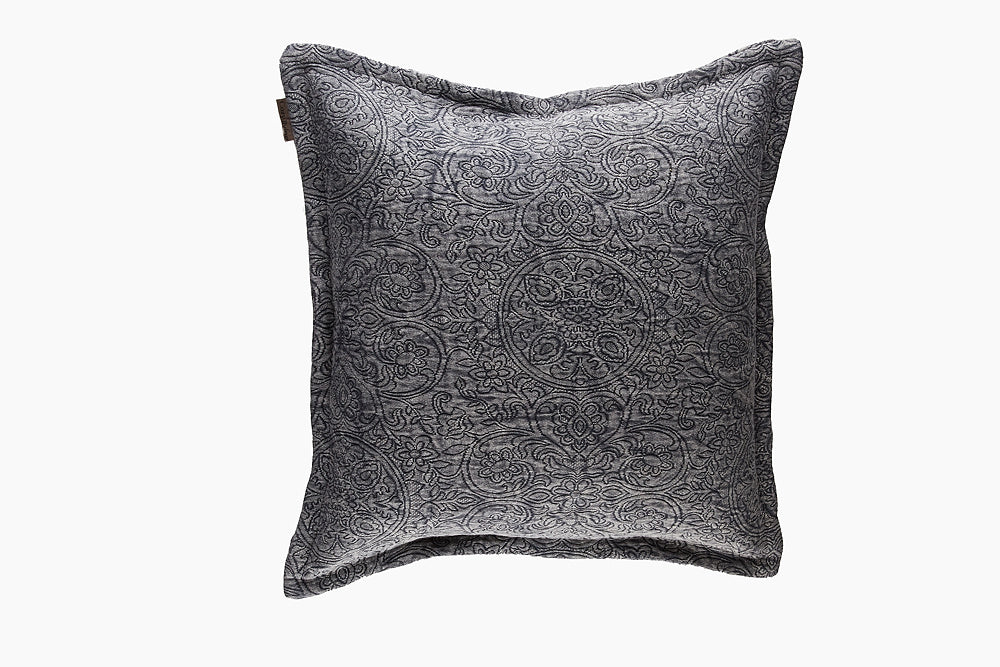 cotton jacquard charcoal cushion