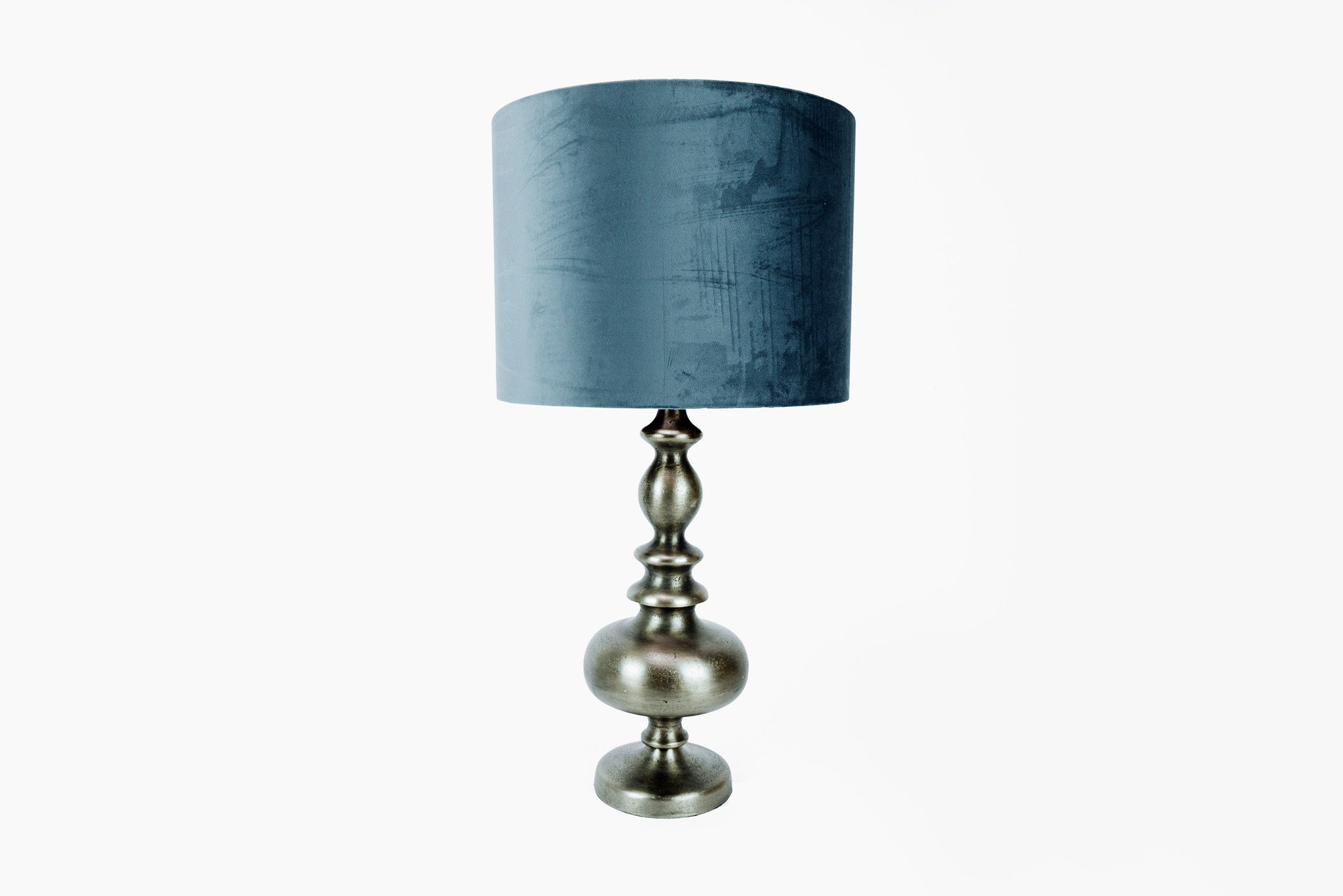 bronze lamp with blue shade