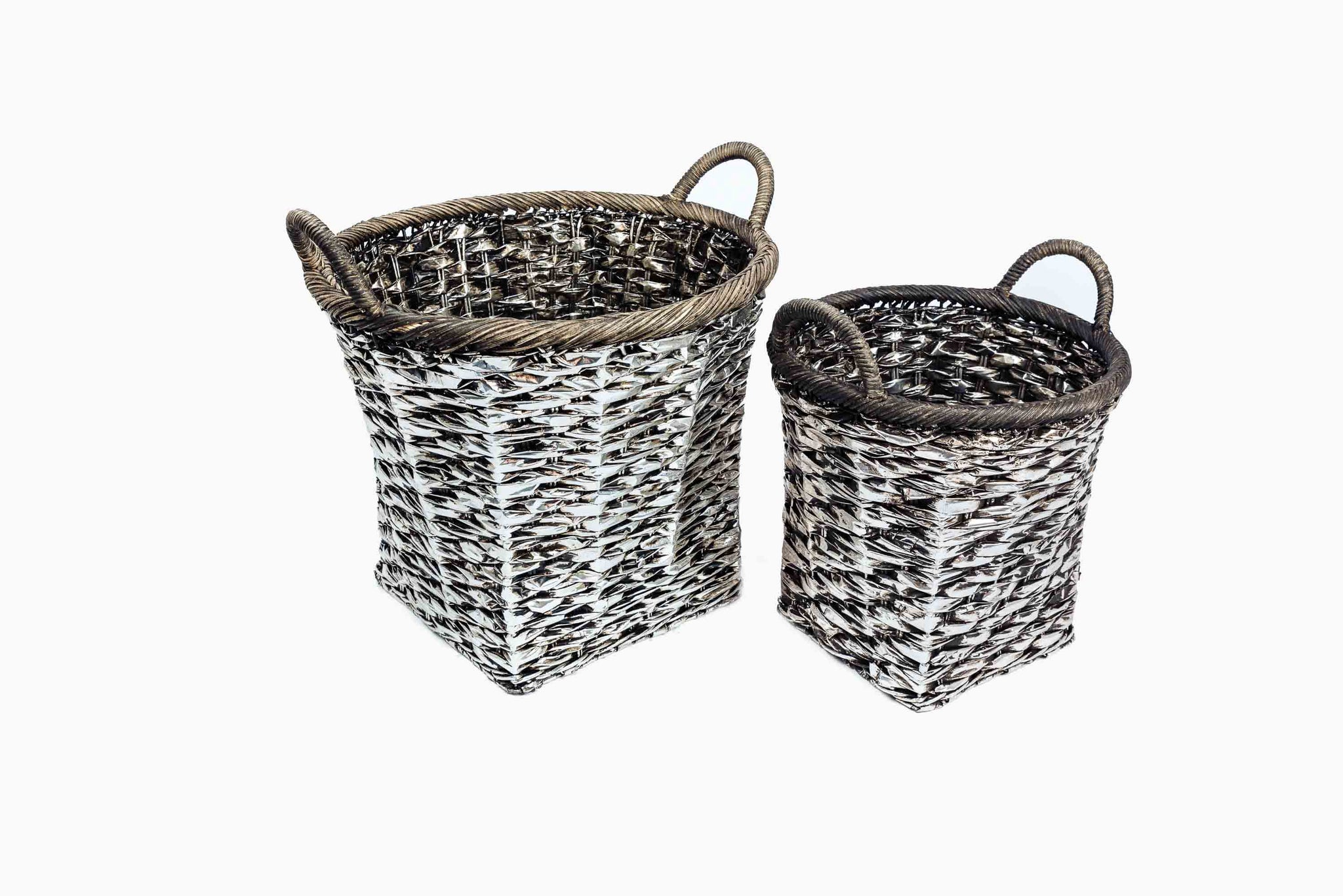 Silver Woven Storage Basket Set by PR Rogiers 