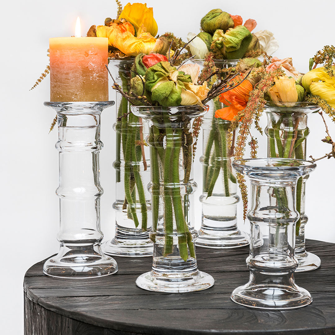 Clear Glass Candle Holder/ Vase
