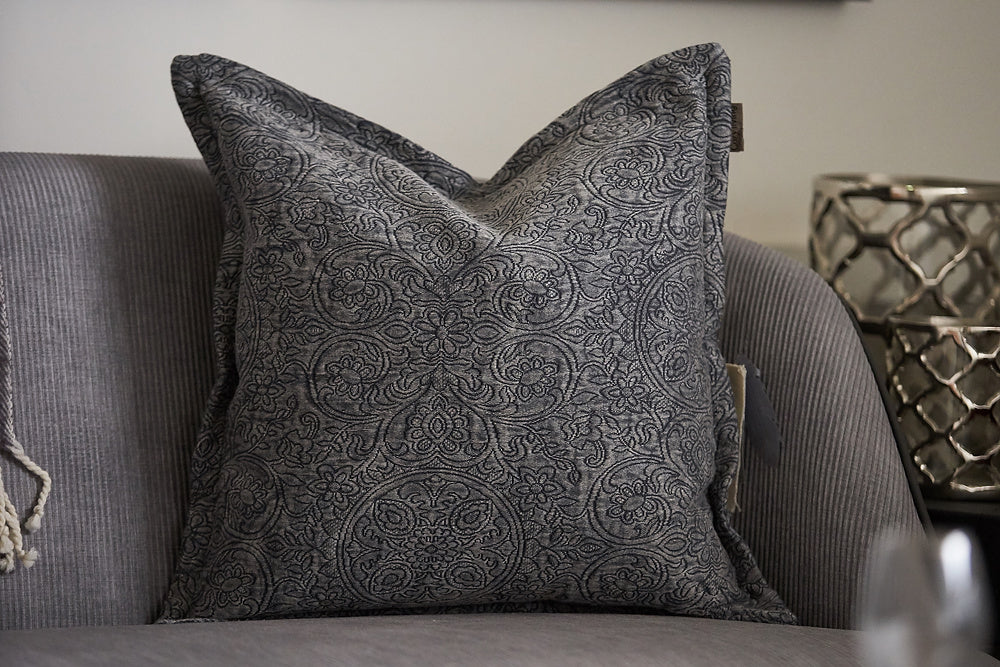 cotton jacquard charcoal cushion