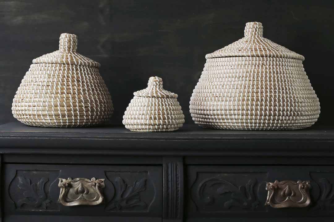 Sukoshi White Lidded Basket Collection