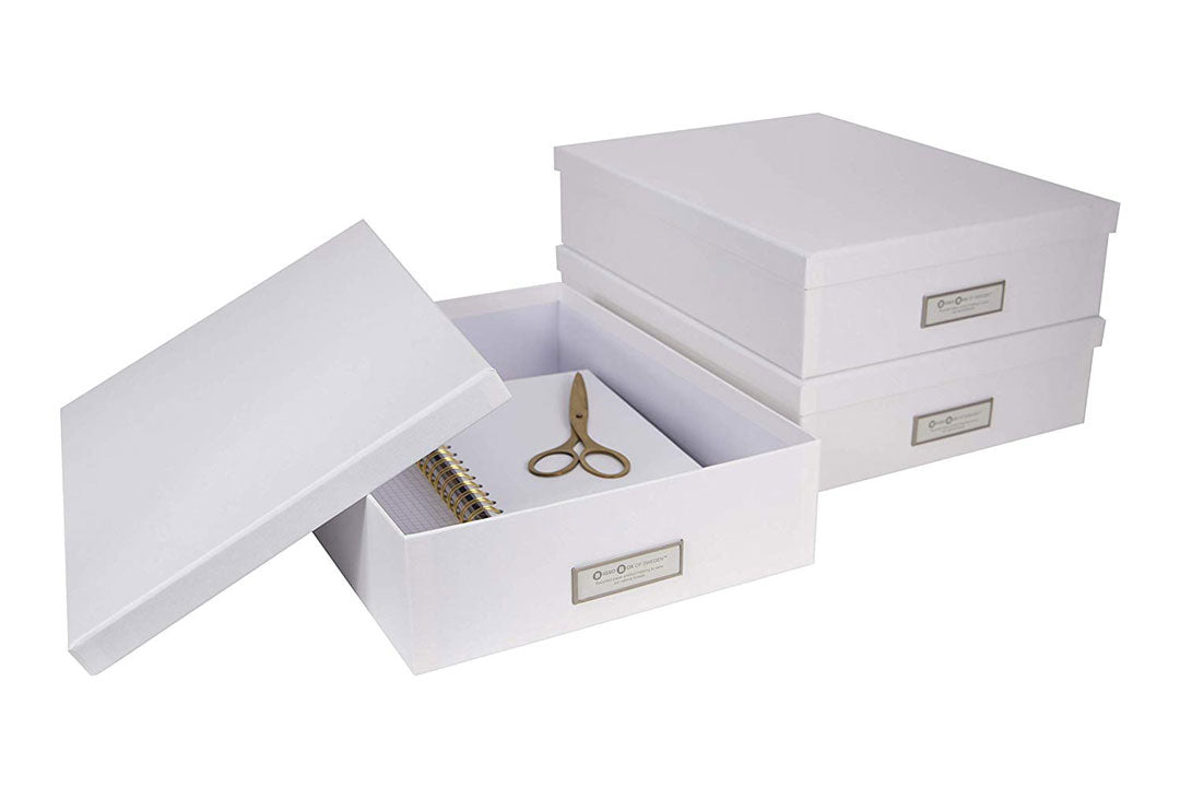 White Oskar document boxes