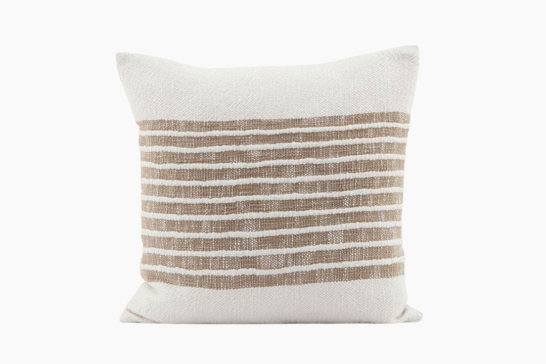 Yarn Cotton Cushion with Brown Stripe by House Doctor