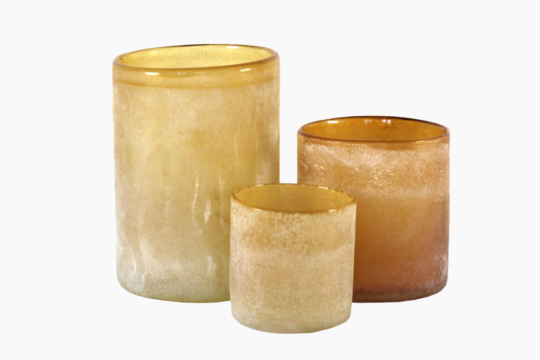 Amber Frosted Candle Holder