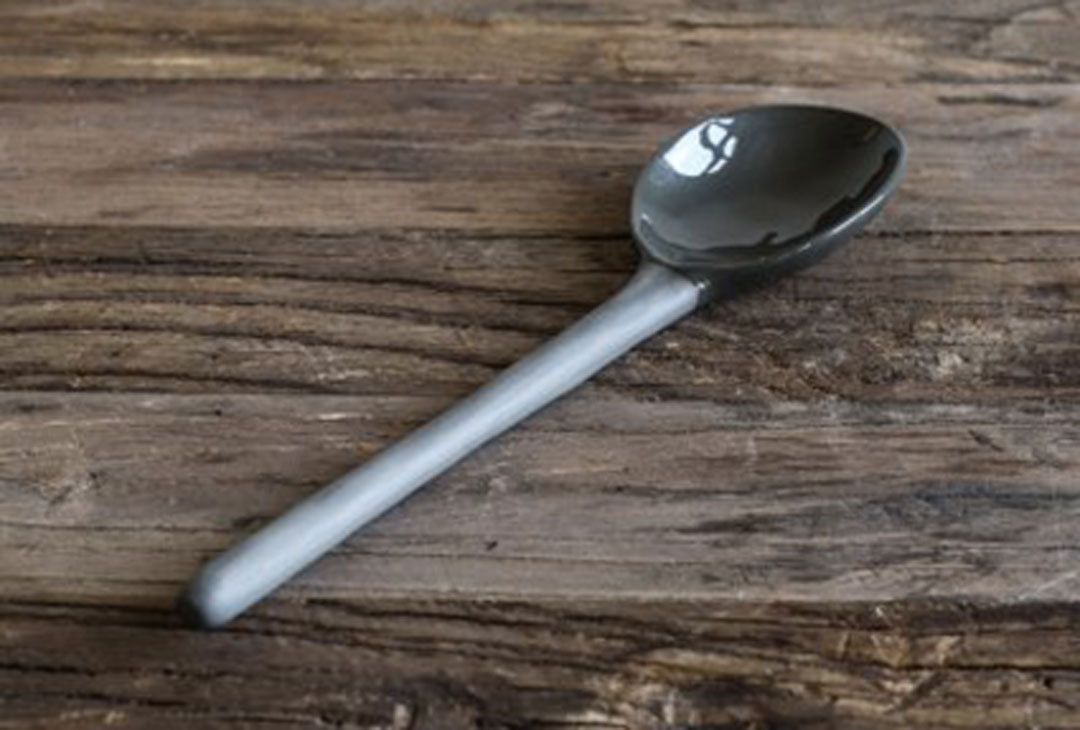 black porcelain serving spoon